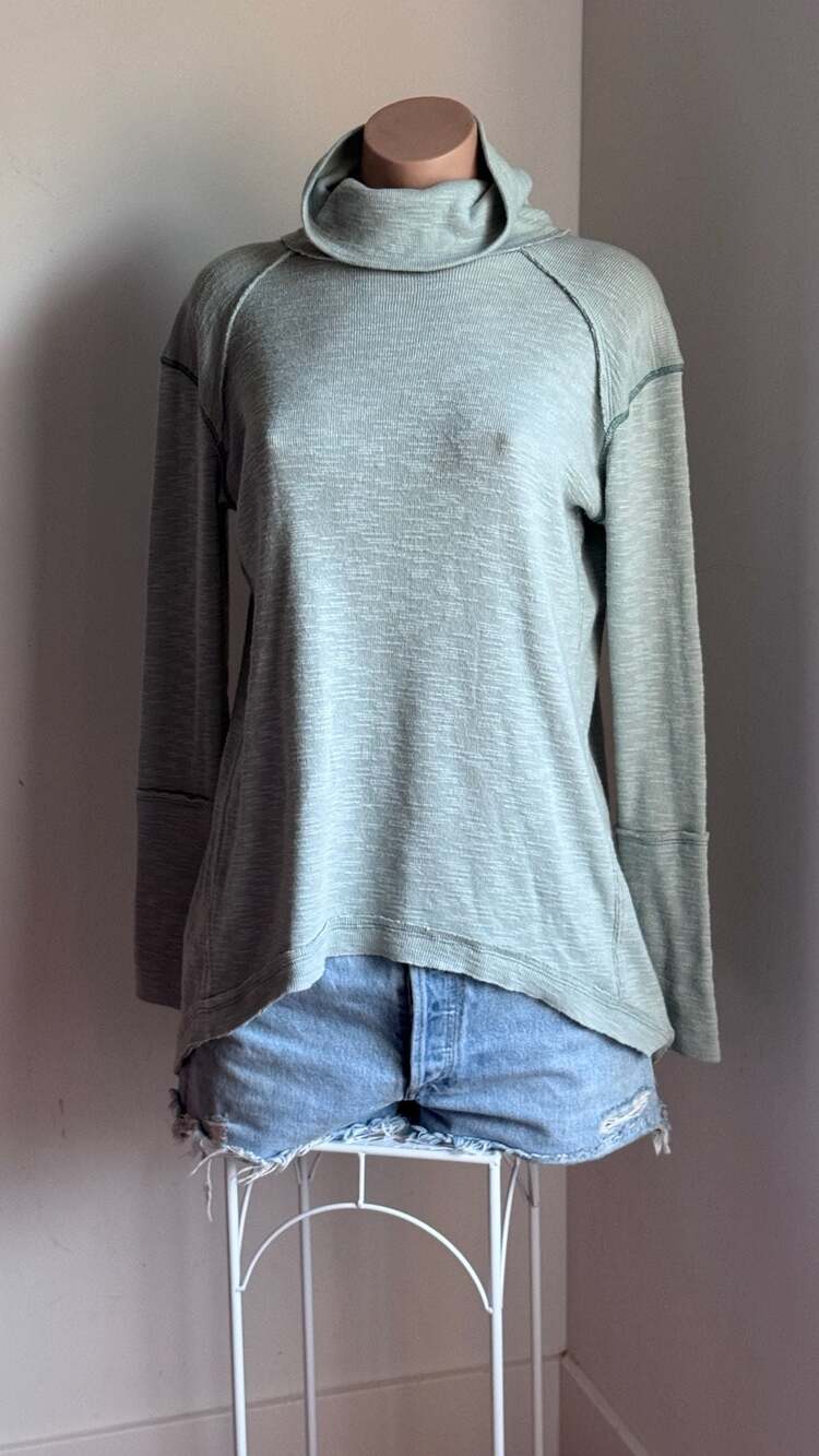 Free People | We The Free | Free People Sage Green Turtleneck Tunic Pullover